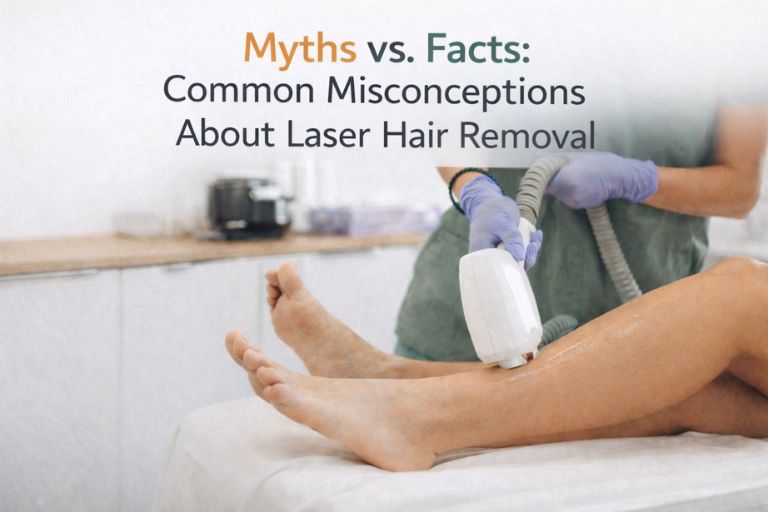 Laser hair removal treatment on leg